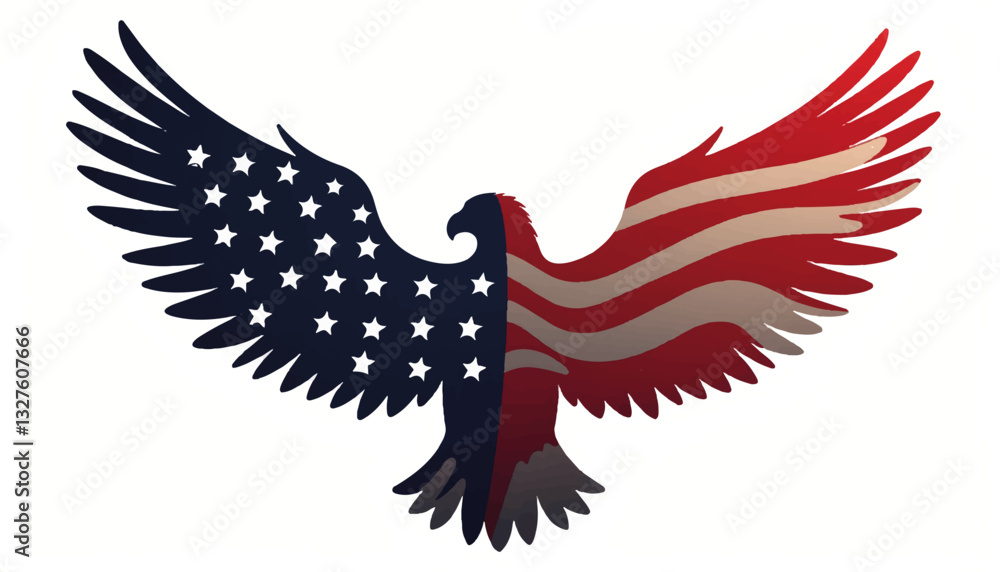 Obraz premium Eagle silhouette with American flag design