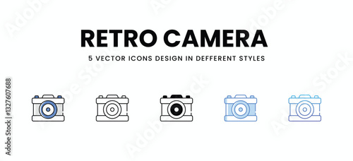 Retro Camera  vector icons set stock illustration