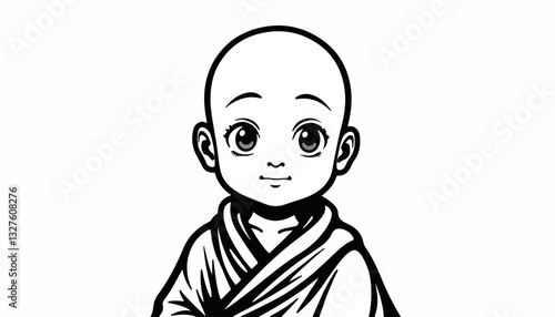Smiling young monk in traditional robe
