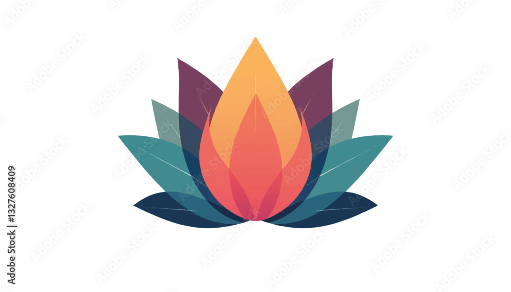 Colorful lotus flower illustration in abstract style Colorful lotus flower illustration in abstract style