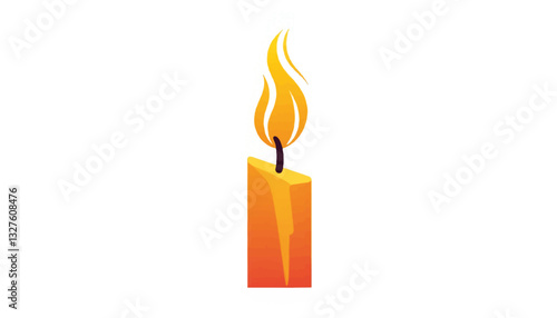 Candle flame illuminating orange wax