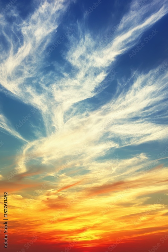 Fototapeta premium A calm and tranquil mood is set as the sky fills with a serene gradient of colors at sunset, transitioning from bright turquoise to warm golden yellows