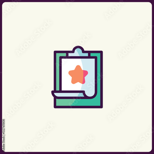 Star achievement icon on a clipboard illustration for best performance review