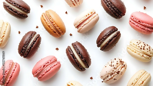 Wallpaper Mural Assorted Macarons Isolated on White Background Torontodigital.ca
