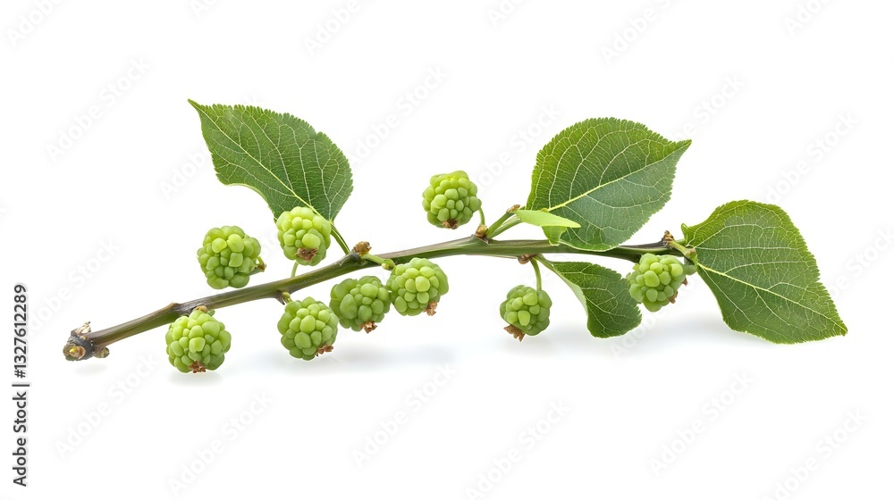 Oriental Raisin Tree Branch Isolated on White Background