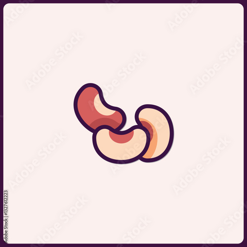 Stylized Graphic Rendering Featuring Three Nut Seed Outlines on Pastel Background