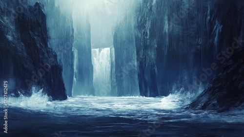 Turbulent Seas Crash Against Gloomy Cliffs