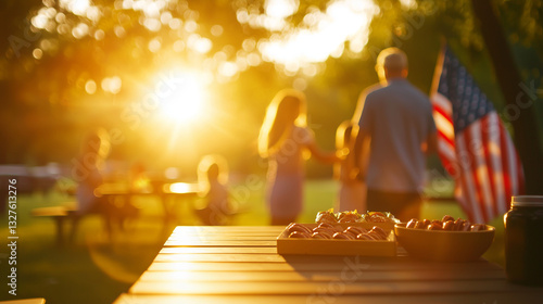 Fototapeta Naklejka Na Ścianę i Meble -  A warm Memorial Day BBQ honoring our veterans