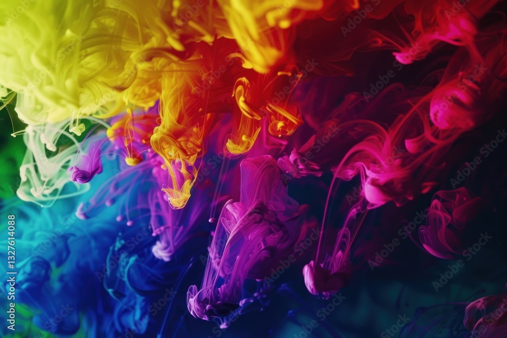 Vibrant Abstract Ink Swirls in a Spectrum of Colors Ideal for Creative and Artistic Projects