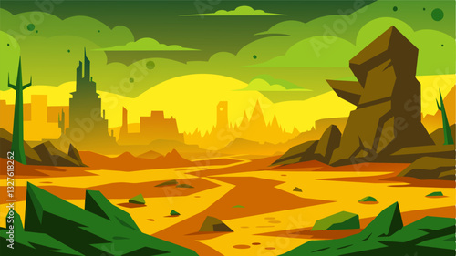 The once beautiful expanse of green and gold now resembled a barren wasteland a heartbreaking result of the raging inferno that tore through the land.. Vector illustration