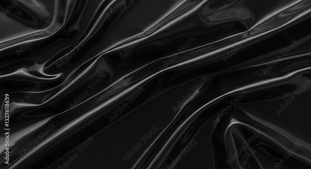 Obraz premium Luxurious Black Silk Drapes Softly. AI Generated