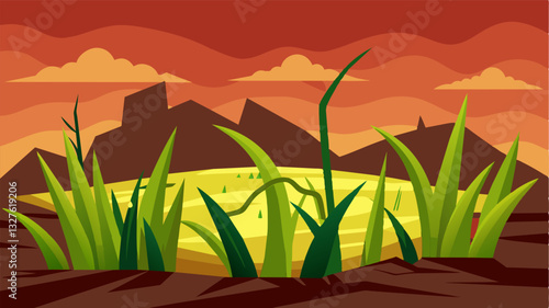 The ruined rice crops served as a chilling symbol of the unpredictable and destructive nature of climate change threatening the very foundations of our food production.. Vector illustration