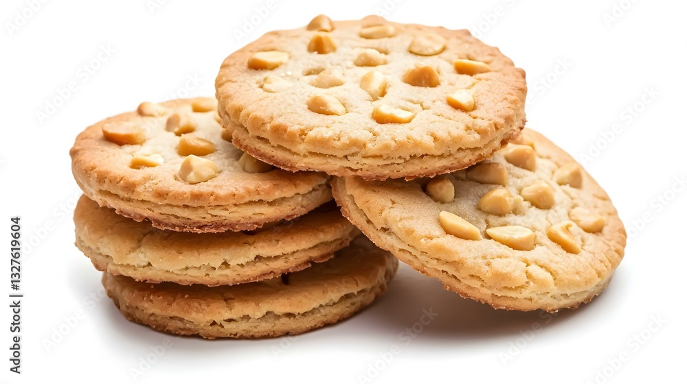 Delicious Peanut Butter Cookies Stack Isolated on White Background Delicious Peanut Butter Cookies Stack Isolated on White Background
