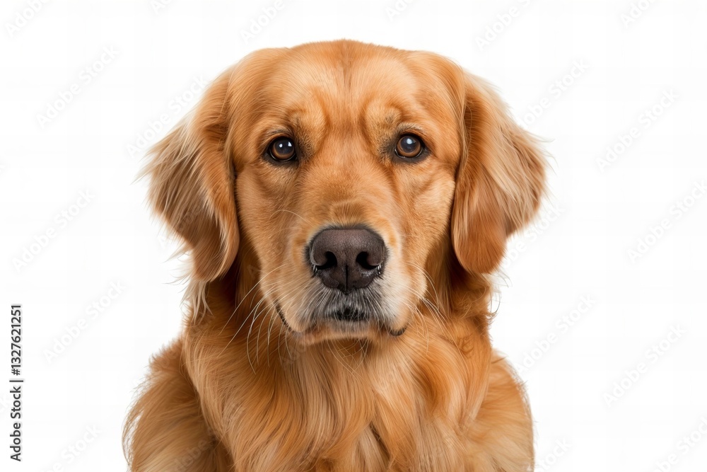 Close-up Portrait of a Male Golden Retriever Gazing at the Camera with Soft Focus and Transparent Background Close-up Portrait of a Male Golden Retriever Gazing at the Camera with Soft Focus and Transparent Background