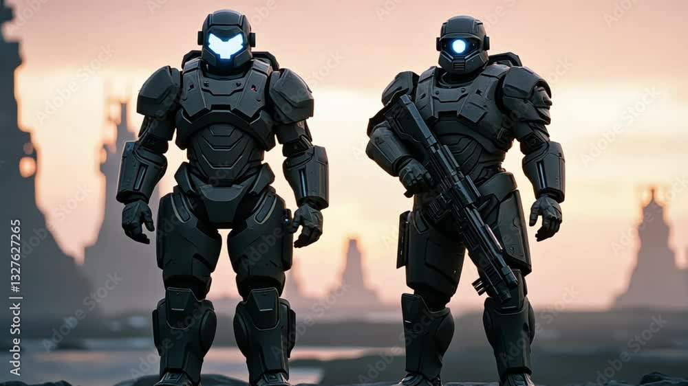 Futuristic Soldiers in High-Tech Combat Gear Futuristic Soldiers in High-Tech Combat Gear