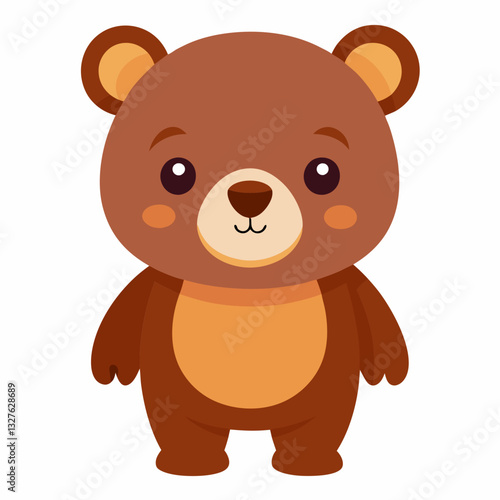an adorable cartoon brown bear, featuring a cute smiling face
