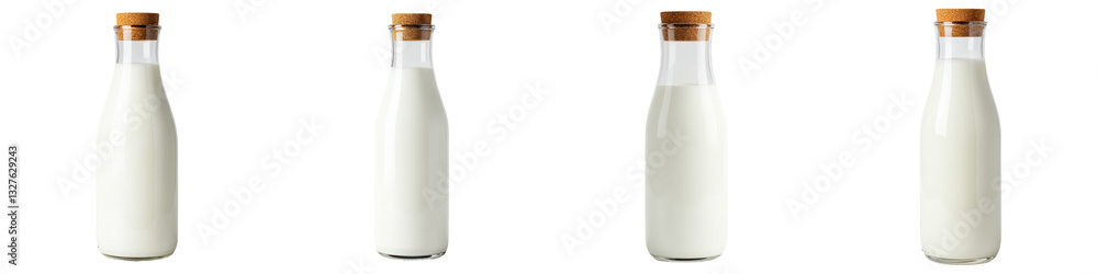 Set of Tall Milk Bottle with Cork Set of Tall Milk Bottle with Cork