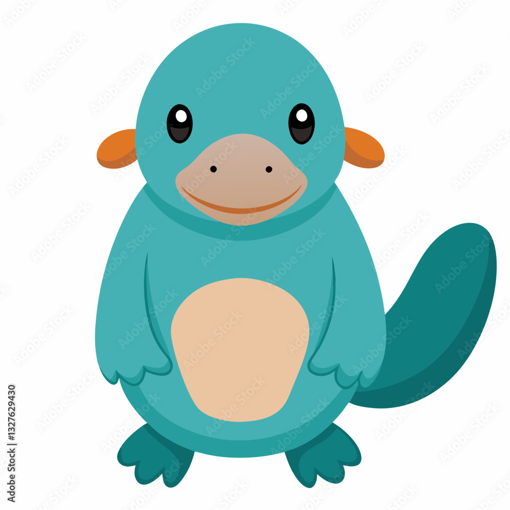 a cute cartoon platypus, a unique creature with a duck-like bill and webbed feet. It stands upright, with a cheerful expression a cute cartoon platypus, a unique creature with a duck-like bill and webbed feet. It stands upright, with a cheerful expression
