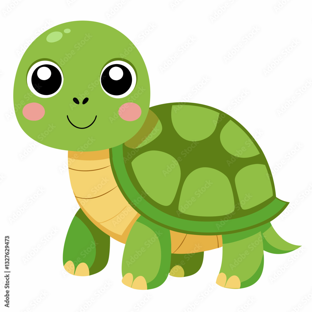 a cute cartoon turtle with a charming smile a cute cartoon turtle with a charming smile