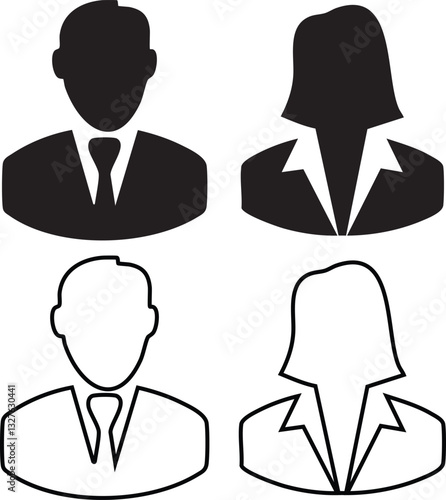 user icon of woman and man in business suit vector illustration symbol Icon set 10 Eps