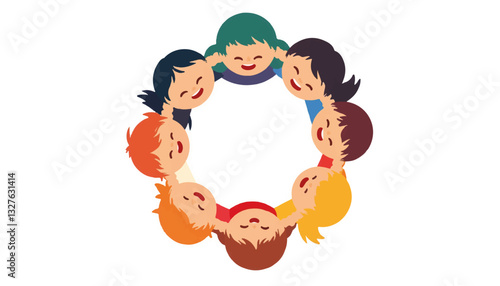 Group of children smiling in a circle