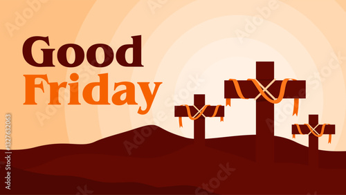 Christian holiday vector for Good Friday with symbolic cross.