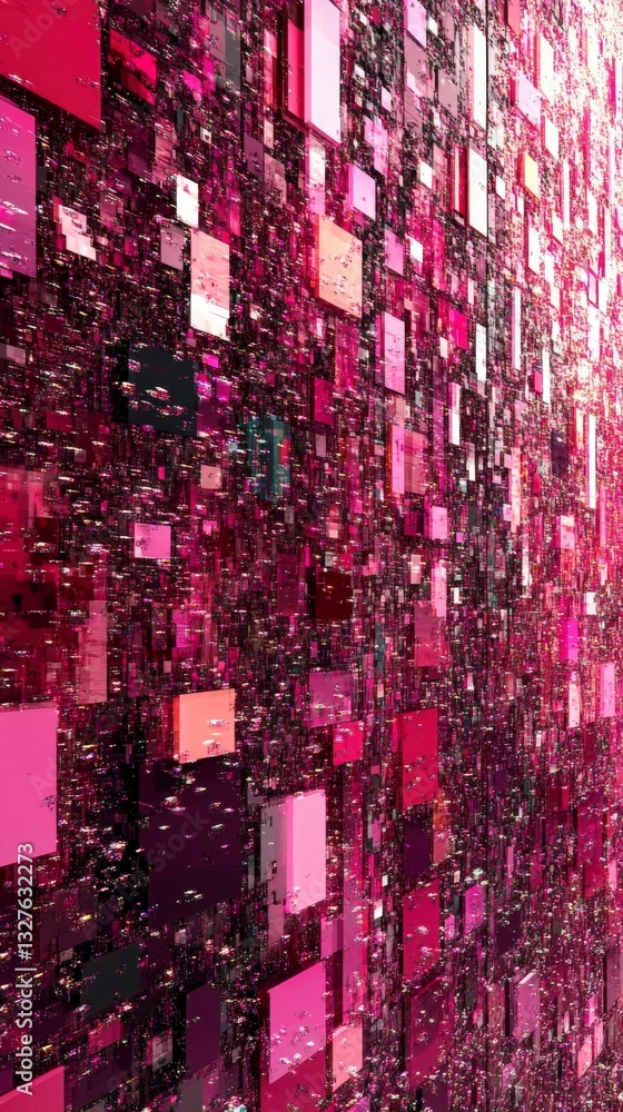 Obraz premium Abstract Digital Cityscape: A Vibrant Geometric Exploration