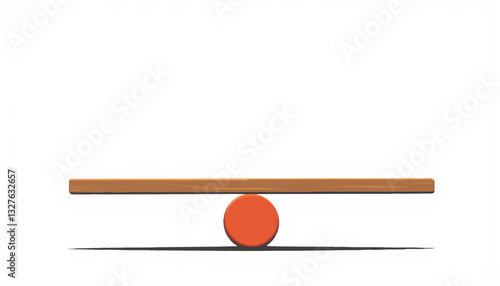 Balance beam on orange support against white background