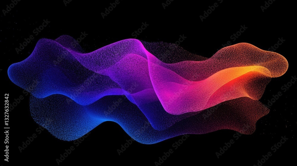 Obraz premium An Enchanting Display of Colorful Waves Flowing Gracefully Against a Dark Background Creating a Magical Atmosphere of Light and Motion