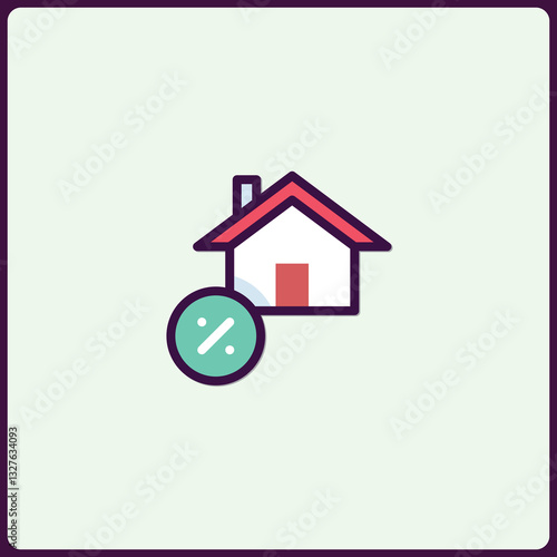 Depicts home loan interest rates and mortgage reduction promotion icon