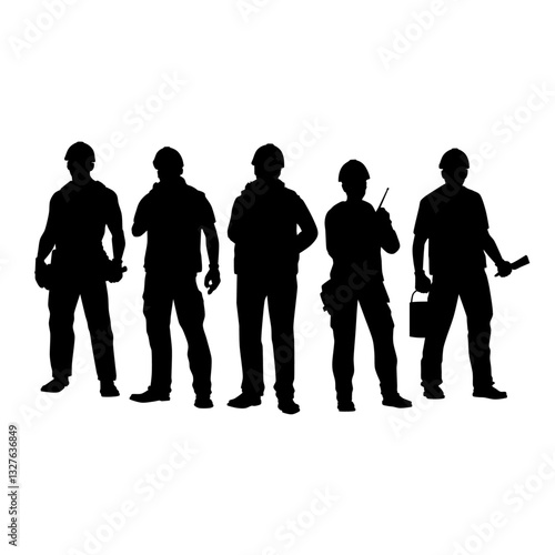 Construction workers and trades silhouette vector image