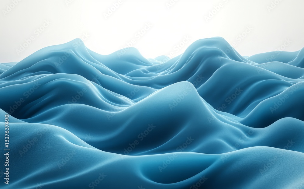 Fototapeta premium An abstract representation of serene turquoise waves, fostering a calming and peaceful environment with its soft curves and textures