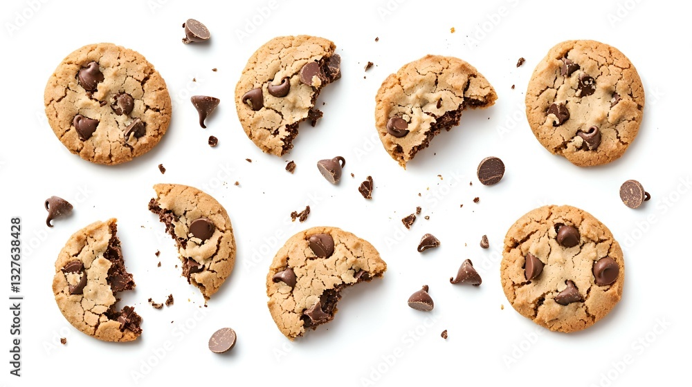 Collection of Broken chocolate chip cookies