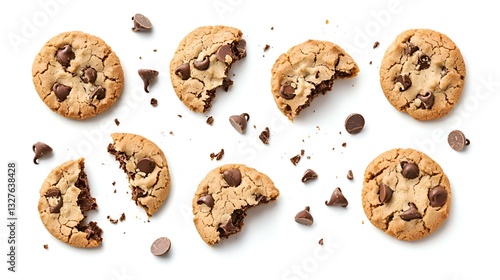 Obraz na płótnie Collection of Broken chocolate chip cookies w salonie