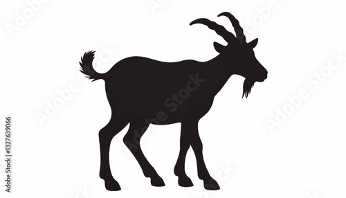 Silhouette of a goat walking against a plain background