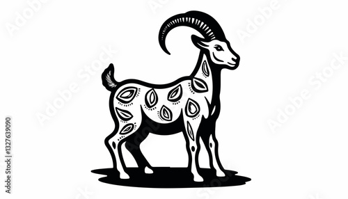 Decorative goat illustration with intricate patterns