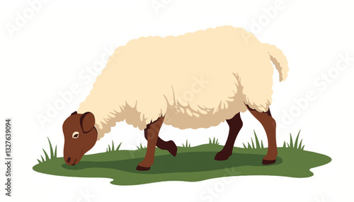 Sheep grazing on green grass