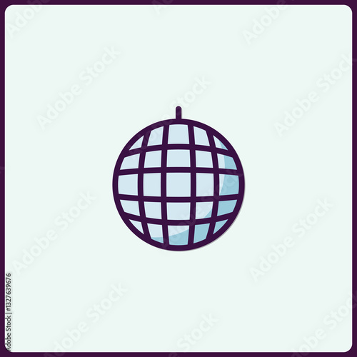 Stylized Disco Ball Icon with Grid Pattern for Party and Dance Themes