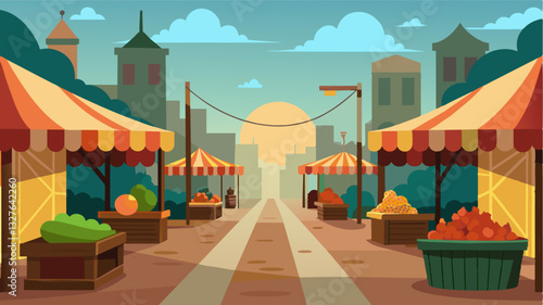 The once passionate farmers and vendors have disappeared leaving the community without their fresh locally grown goods.. Vector illustration
