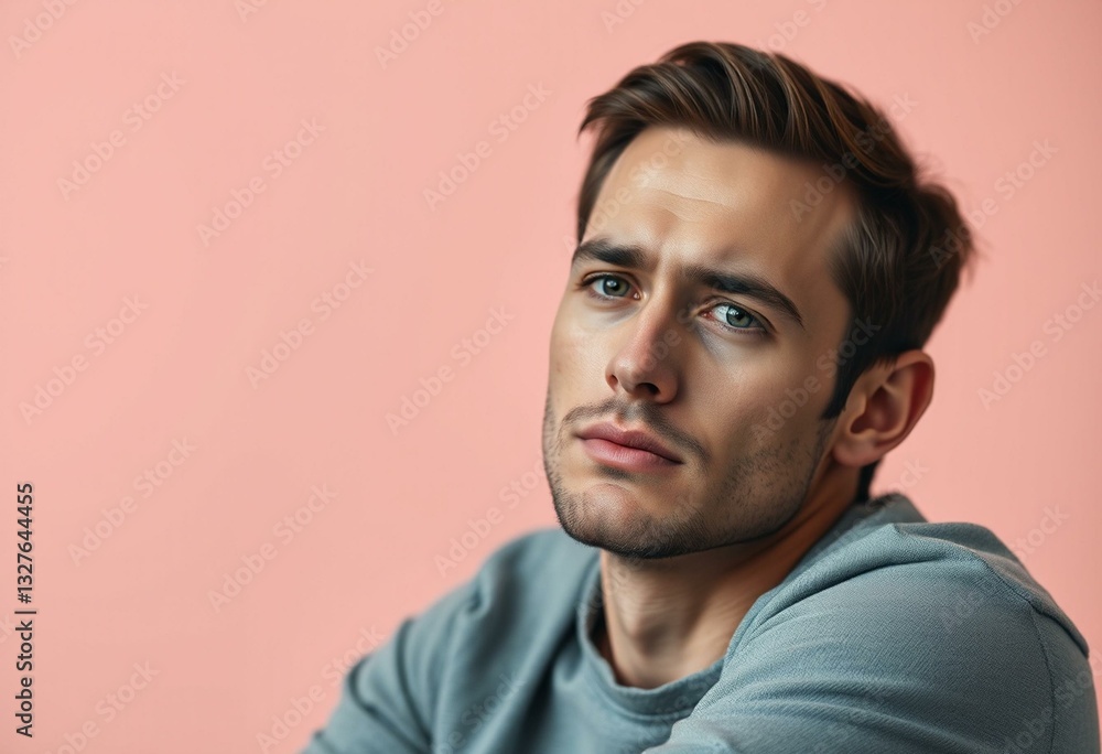 Obraz premium Portrait of a male with a cold pastel background