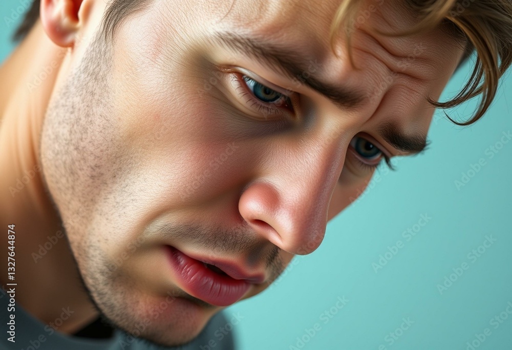 Fototapeta premium Realistic male portrait with pastel background