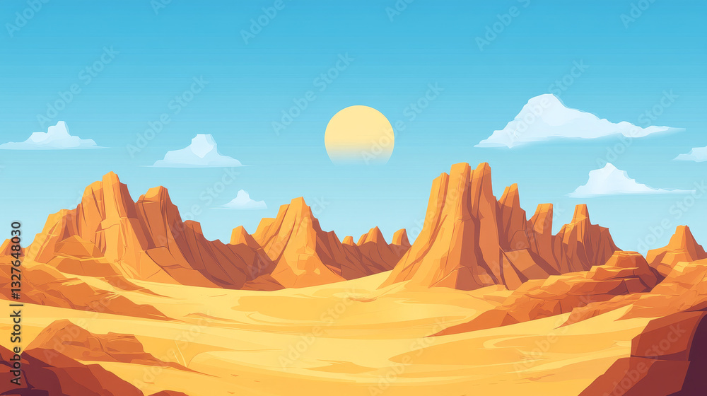 Naklejka premium Desert mountains sandstone wilderness landscape background travel vector illustration.