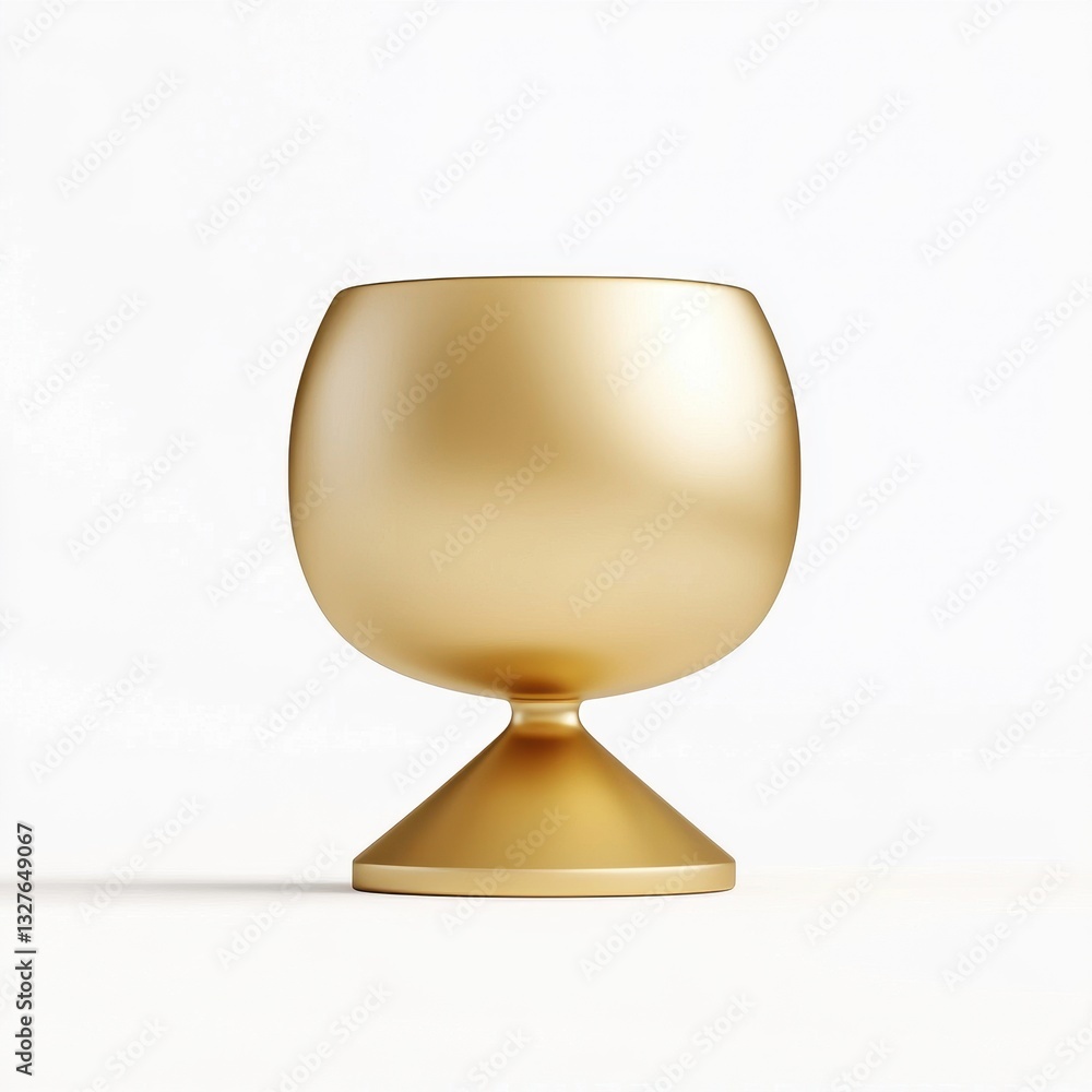 Minimalist first-place trophy with a matte gold finish and smooth surface, isolated on a pure white background Minimalist first-place trophy with a matte gold finish and smooth surface, isolated on a pure white background