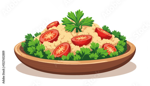 Vegetable couscous salad with tomatoes and parsley