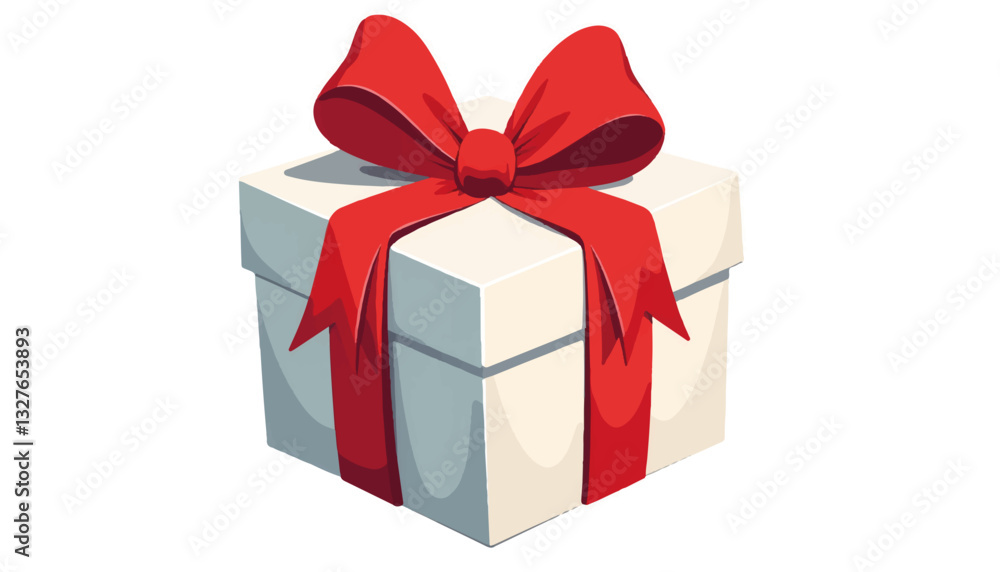 Gift box with red ribbon against a white background Gift box with red ribbon against a white background