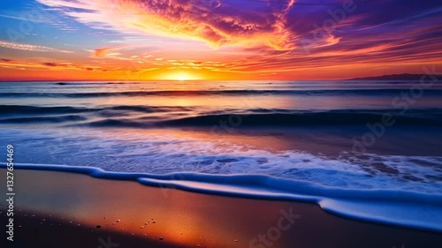 Wallpaper Mural Farbintensive Wellen treffen auf den Sandstrand Torontodigital.ca