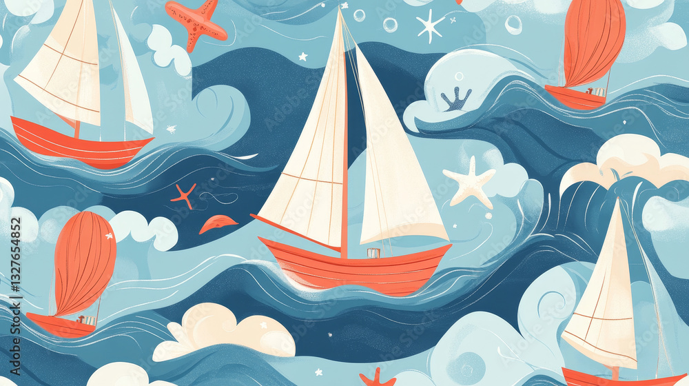 Naklejka premium Fashion nautical and marine sailing themed label vector.