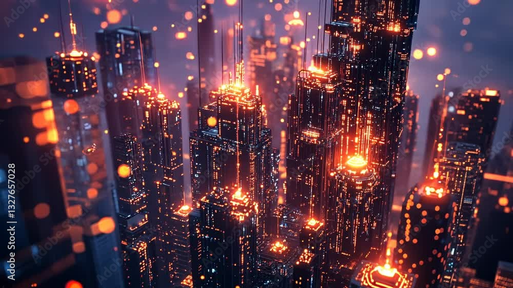 Futuristic Cityscape: A Glowing Metropolis of Tomorrow Futuristic Cityscape: A Glowing Metropolis of Tomorrow