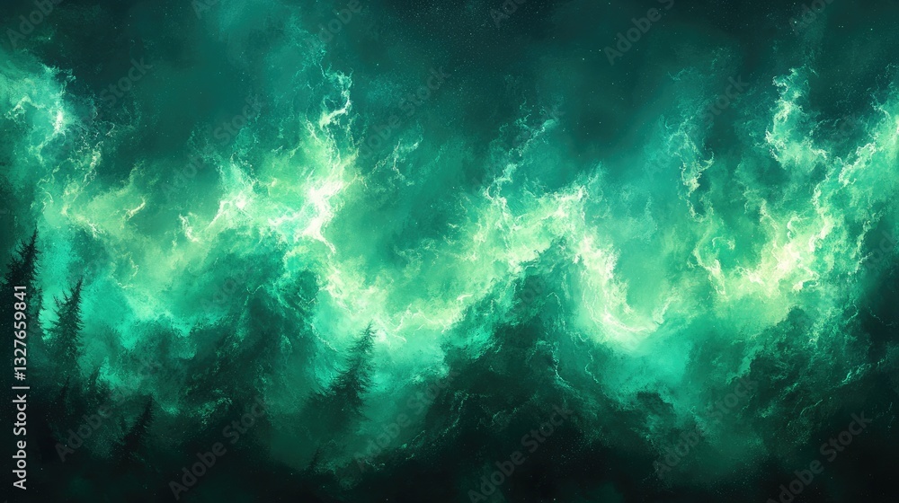 Obraz premium Mystical forest illuminated by ethereal glow