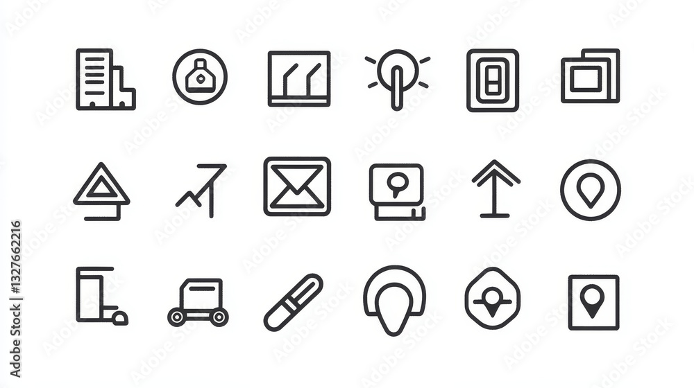 Navigation direction maps sign traffic and more thin line icons set vector illustration Navigation direction maps sign traffic and more thin line icons set vector illustration
